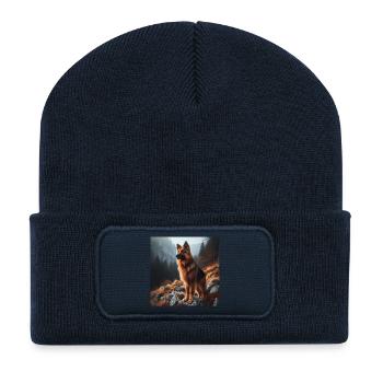 Art du berger allemand - Beanie recyclé à patch - bleu marine - Devant