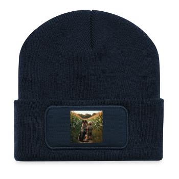Art du berger allemand - Beanie recyclé à patch - bleu marine - Devant