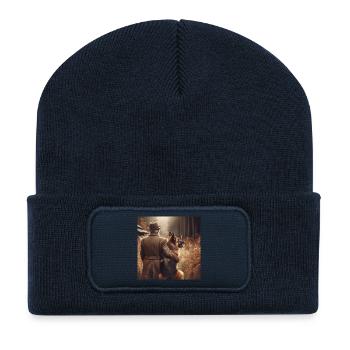 Art du berger allemand - Beanie recyclé à patch - bleu marine - Devant