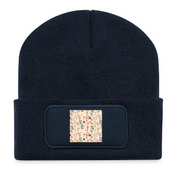 Floral Floral Pattern Spring Summer Flowers 2 - Recycled Patch Beanie - french navy - Front