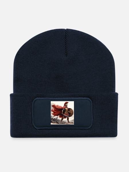 Spartanisches Hopliten-Aquarell - Recycelte Patch Beanie - French Navy