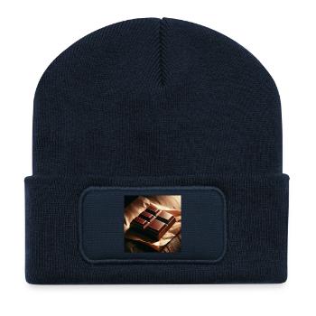 Schokolade - Recycelte Patch Beanie - French Navy - Vorne