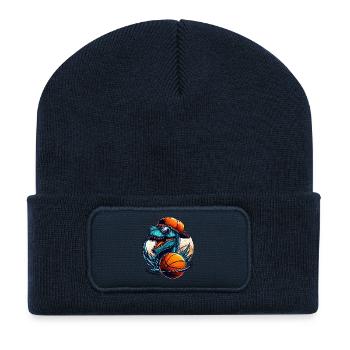 T-Rex Dinosaur Basketball Sunglasses Gift - Recycled Patch Beanie - french navy - Front