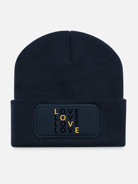 4 LOVE yellow - Recycelte Patch Beanie - French Navy
