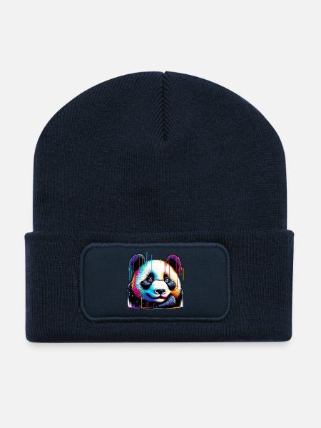 Panda - Recycelte Patch Beanie - French Navy