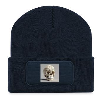 Numéro de crâne 63 - Beanie recyclé à patch - bleu marine - Devant