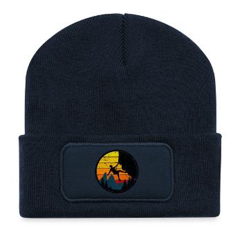 Climber at Sunset Badge - Recycled Patch Beanie - french navy - Front