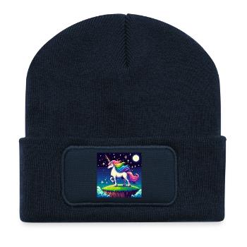 Einhorn Nacht - Recycelte Patch Beanie - French Navy - Vorne