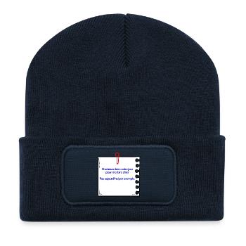 Ne pas me faire chier - Beanie recyclé à patch - bleu marine - Devant