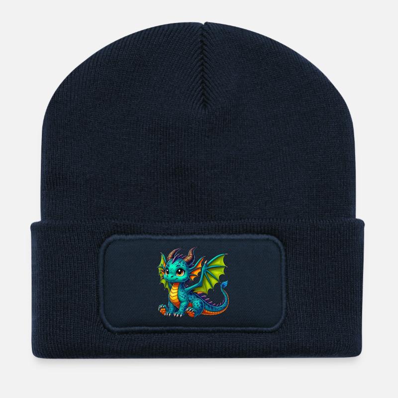 Drache - Recycelte Patch Beanie - French Navy