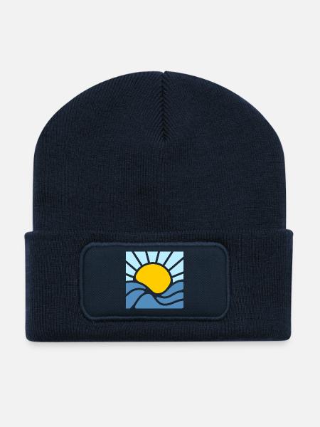 Soleil, été et mer - Beanie recyclé à patch - bleu marine