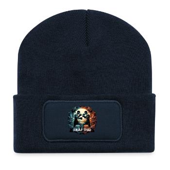 Muay Thai Thai Boxing Kickboxing Boxing Gift - Recycled Patch Beanie - french navy - Front