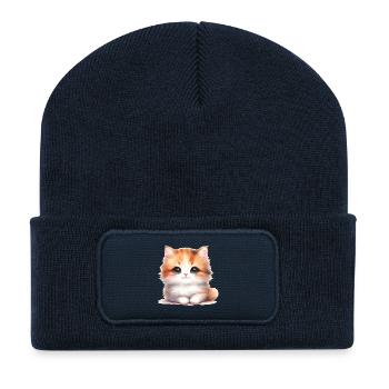 Cute Cat - Recycled Patch Beanie - french navy - Front