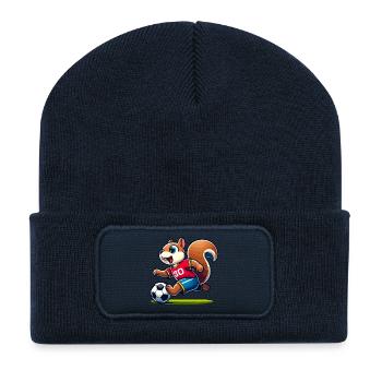 Scamper Striker: Das Fußball-Eichhörnchen - Recycelte Patch Beanie - French Navy - Vorne