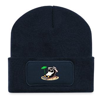 Sunbathing Penguin: Beach Day Chill - Recycled Patch Beanie - french navy - Front