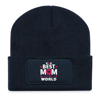 Meilleure maman du monde - Beanie recyclé à patch - bleu marine - Devant