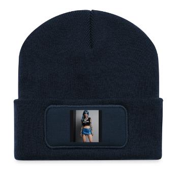 Fille rebelle - Beanie recyclé à patch - bleu marine - Devant