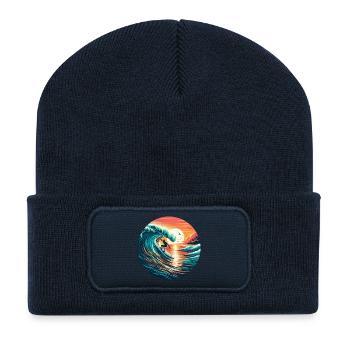 Sunset Surfer - Recycelte Patch Beanie - French Navy - Vorne