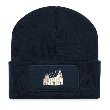 Schweinfurt, Dessin Zeughaus, Franconie, Bavière - Beanie recyclé à patch - bleu marine - Devant