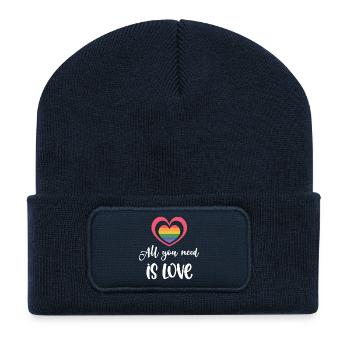LGBT Pride Month - All You Need is Love - Recycled Patch Beanie - french navy - Front