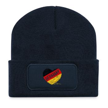 Drapeau de l’Allemagne, l’amour de l’Allemagne, symbole d’unité - Beanie recyclé à patch - bleu marine - Devant