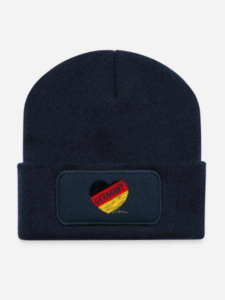 Deutschlandflagge, Liebe Deutschland, ein Symbol der Einheit - Recycelte Patch Beanie - French Navy