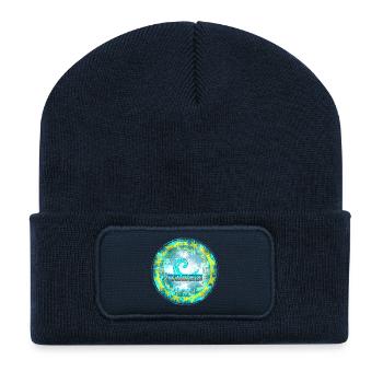 Motif abstrait de vagues - Beanie recyclé à patch - bleu marine - Devant