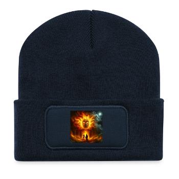 Mythologisches Feuergesicht - Recycelte Patch Beanie - French Navy - Vorne