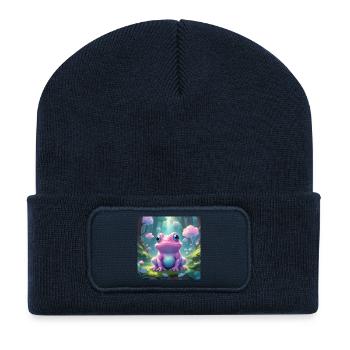 Frog in the enchanted forest - Recycled Patch Beanie - french navy - Front