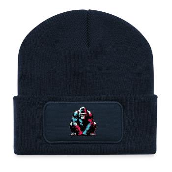 Gorille - Beanie recyclé à patch - bleu marine - Devant