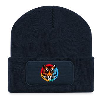 Tigre - Beanie recyclé à patch - bleu marine - Devant