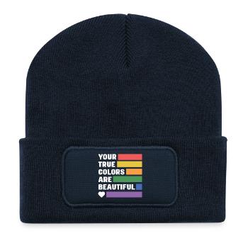 LGBT Pride Month - Your True Colors Are Beautiful - Recycled Patch Beanie - french navy - Front