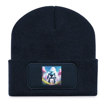 The little girl and her robot - Recycled Patch Beanie - french navy - Front