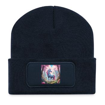 Unicorn in the Enchanted Forest - Recycled Patch Beanie - french navy - Front