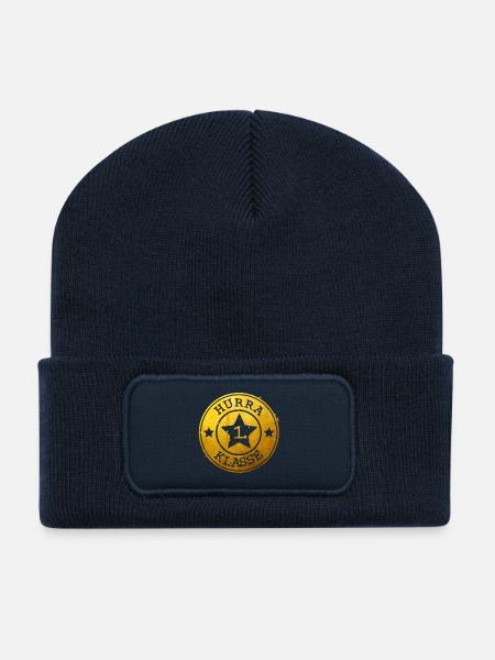 Hurra 1. Klasse - goldenes Emblem mit Stern - Recycelte Patch Beanie - French Navy