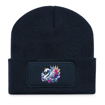 Cygne avec la reine héritière du roi Princesse Prince - Beanie recyclé à patch - bleu marine - Devant