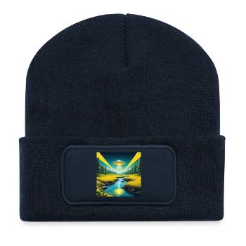 OVNI - Beanie recyclé à patch - bleu marine - Devant