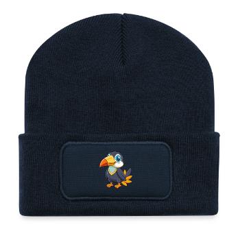 Toucan Cute Mascot Cartoon Character Kawaii - Recycled Patch Beanie - french navy - Front