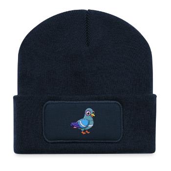 Taube Niedliche Maskottchen Zeichentrickfigur Kawaii - Recycelte Patch Beanie - French Navy - Vorne