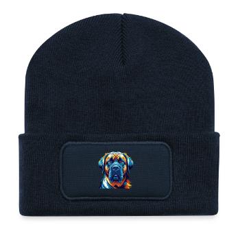Dogue brésilien Chien race dessin animé Kawaii - Beanie recyclé à patch - bleu marine - Devant