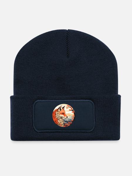 Fox among Blossom Peaks Autumn - Recycled Patch Beanie - french navy