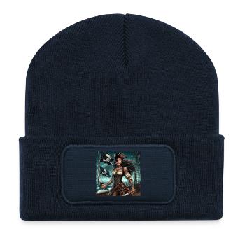 Piratenfrau - Recycelte Patch Beanie - French Navy - Vorne