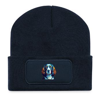Anglais Springer Spaniel Chien Race Dessin Animé Kawaii - Beanie recyclé à patch - bleu marine - Devant