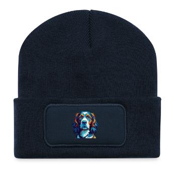 French Spaniel Dog Breed Colorful Cartoon Kawaii - Recycled Patch Beanie - french navy - Front