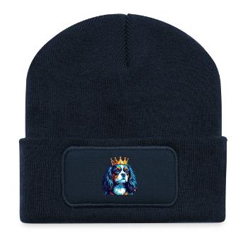 King Charles Dog Breed Colorful Cartoon Kawaii - Recycled Patch Beanie - french navy - Front