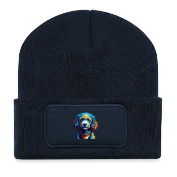 Miniaturpudel Hunderasse Bunte Karikatur Kawaii - Recycelte Patch Beanie - French Navy - Vorne