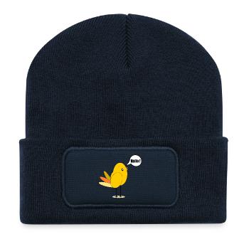 VOGEL KÜKEN - BEGRÜßUNG HALLO - Recycelte Patch Beanie - French Navy - Vorne