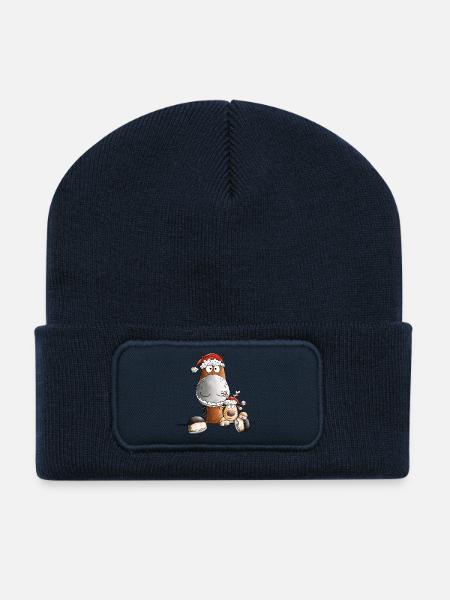 Weihnachten Pferd Und Rentier - Recycelte Patch Beanie - French Navy