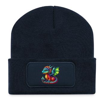 Dragon - Beanie recyclé à patch - bleu marine - Devant
