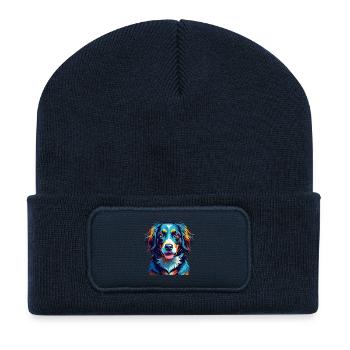 Friesische Vorstehhunderasse Bunte Karikatur Kawaii - Recycelte Patch Beanie - French Navy - Vorne